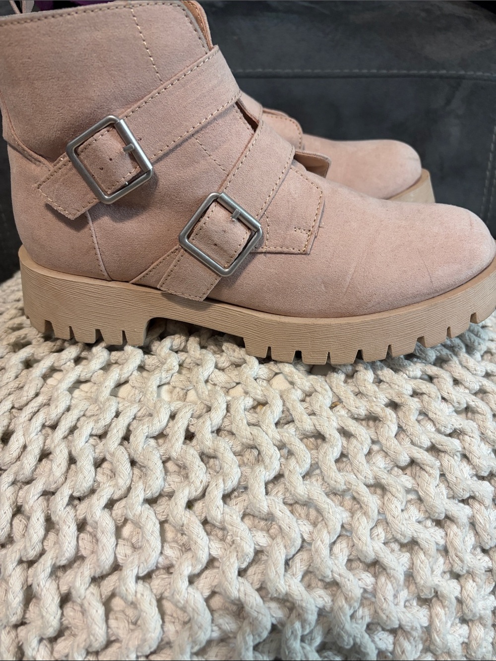 Journee Collection Taupe Double-Buckle Ankle Booties - Picture 3 of 5